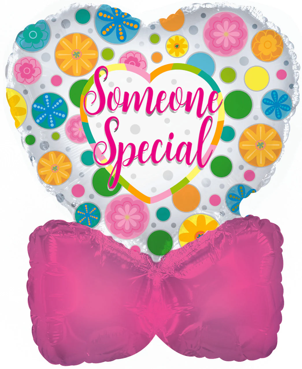 10.5" Airfill Only (Sticks Sold Separately) Special Heart With Bow Foil Balloon