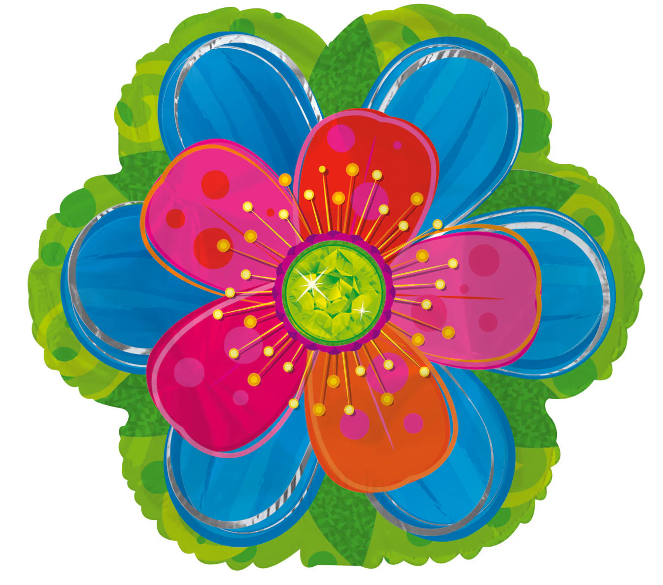 10" Airfill Only (Sticks Sold Separately) Flower Power Foil Balloons