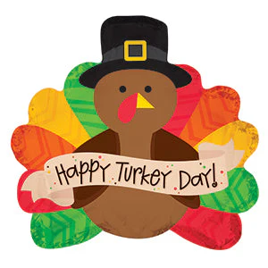 10" Airfill Only (Sticks Sold Separately) Happy Turkey Day Foil Balloon