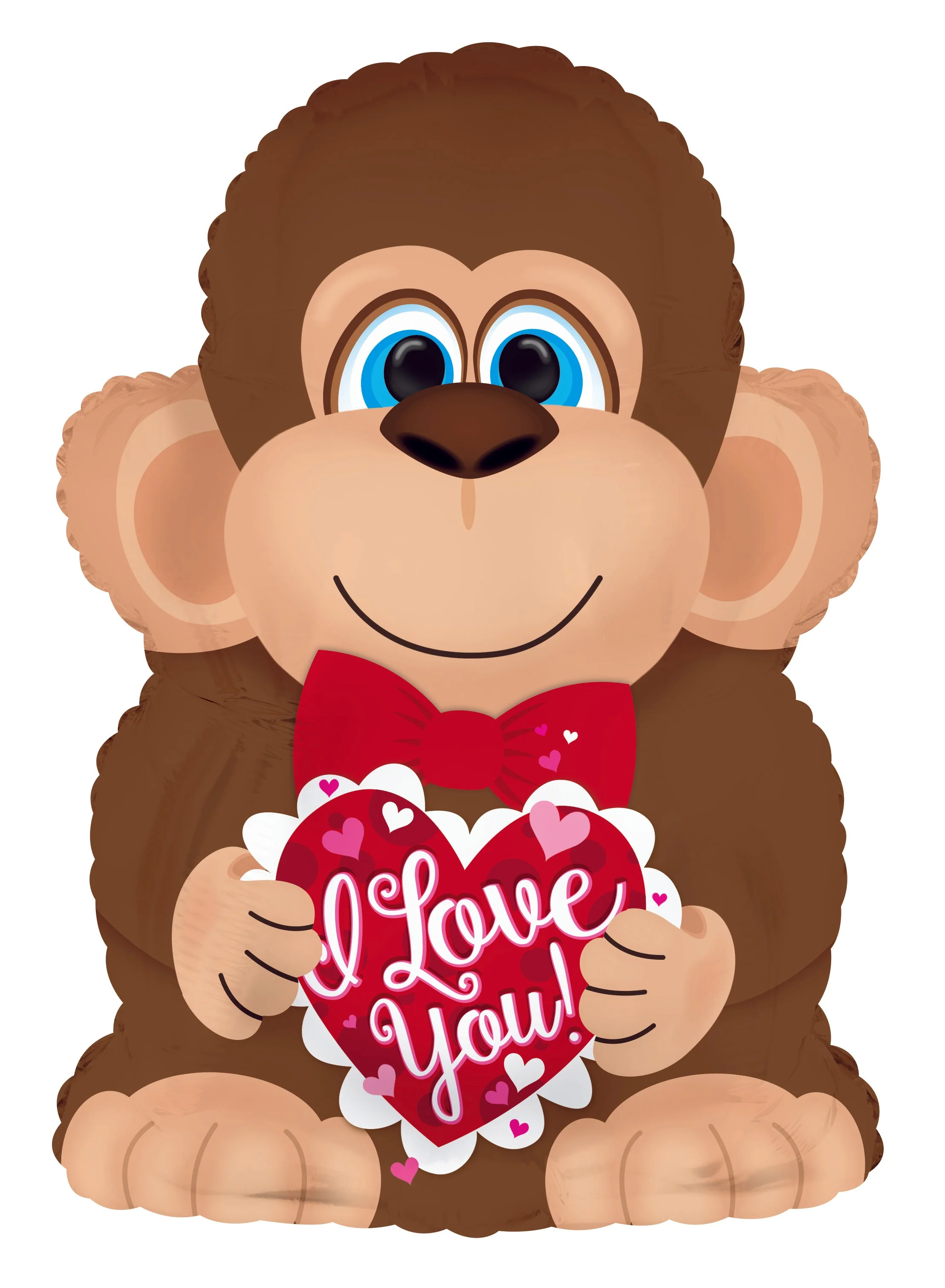10" Airfill Only (Sticks Sold Separately) I Love You Monkey With Bowtie Foil Balloon
