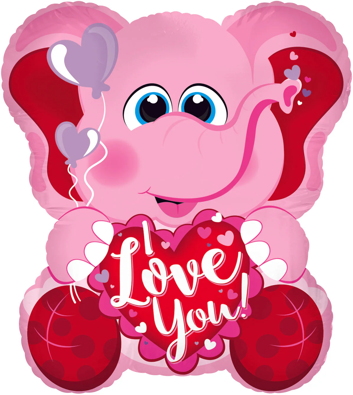 10" Airfill Only (Sticks Sold Separately) I Love You Pink Elephant Shape Balloon