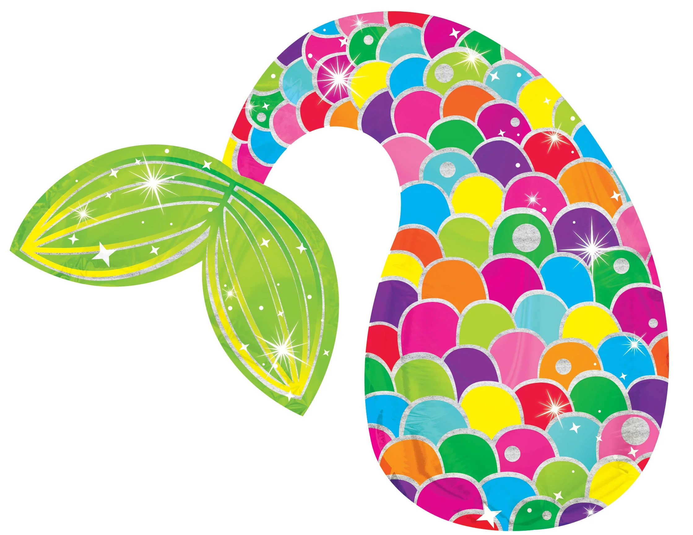 10" Airfill Only (Sticks Sold Separately) Mermaid Curved Tail Foil Balloons