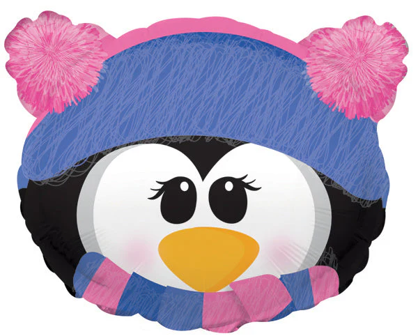 10" Airfill Only (Sticks Sold Separately) Penguin Face Earmuffs Foil Balloon