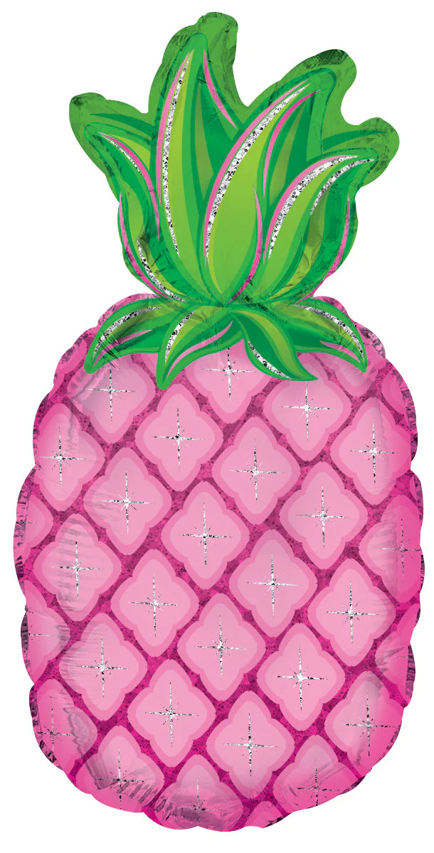 10" Airfill Only (Sticks Sold Separately) Pink Spark Pineapple Foil Balloon