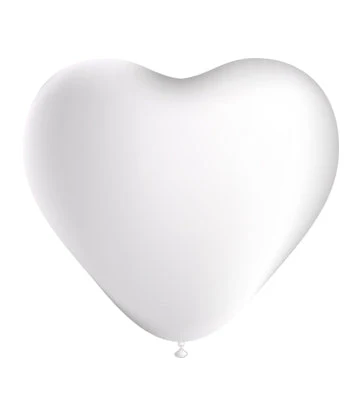 10'' Balloonia Brand Professional Line Latex Balloons Heart Shape Standard White (100 Per Bag)