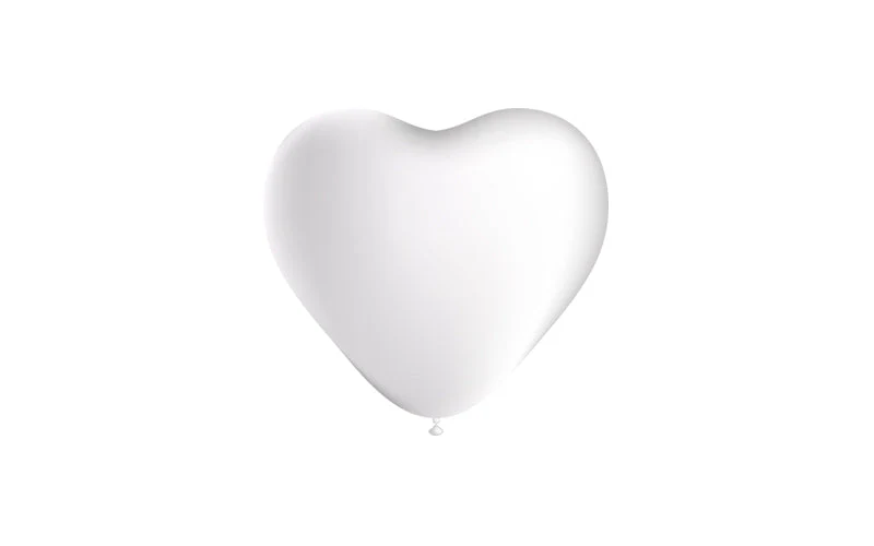 10'' Balloonia Brand Professional Line Latex Balloons Heart Shape Standard White (100 Per Bag) - Image 3