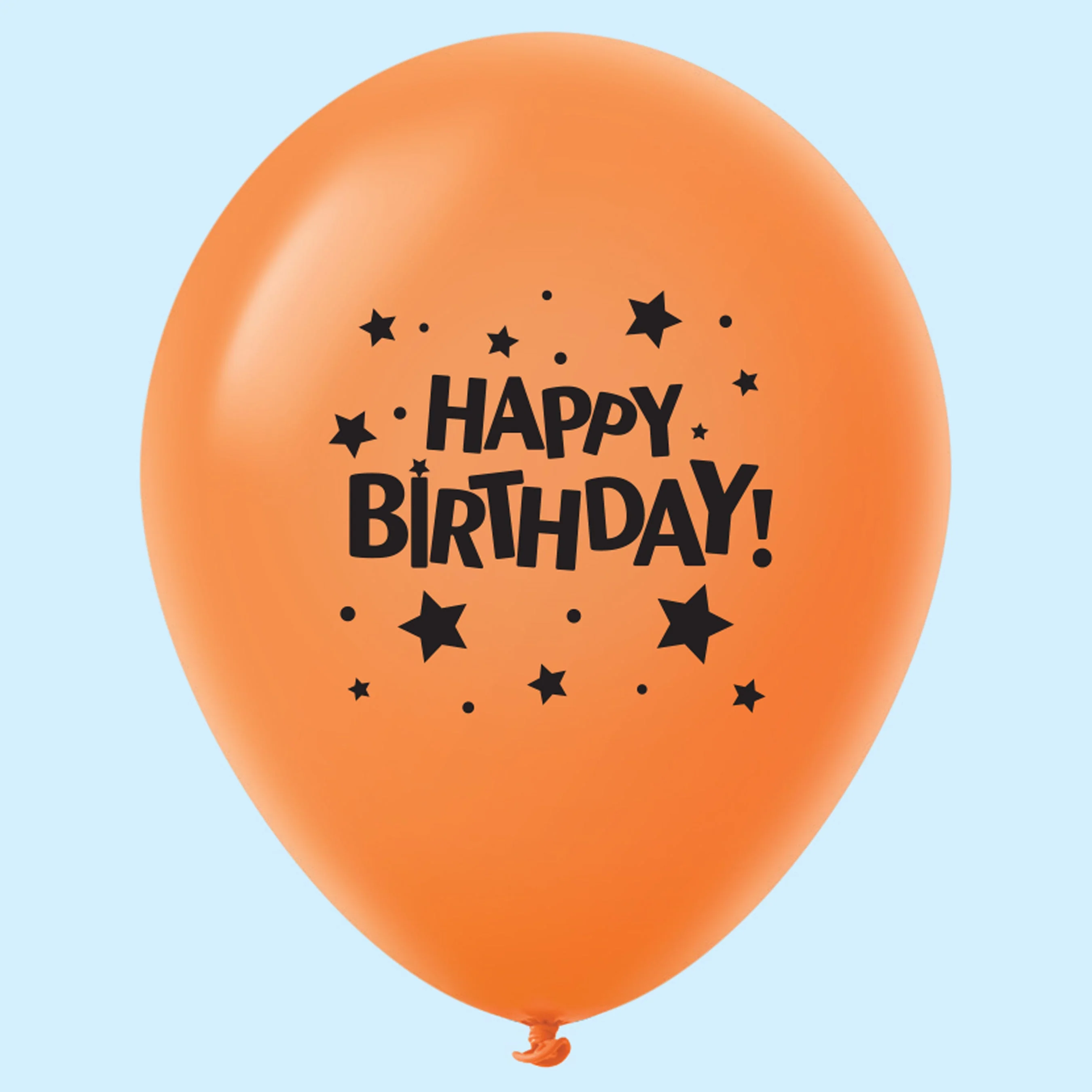 11" Happy Birthday Stars Latex Balloons Orange (25 Per Bag)