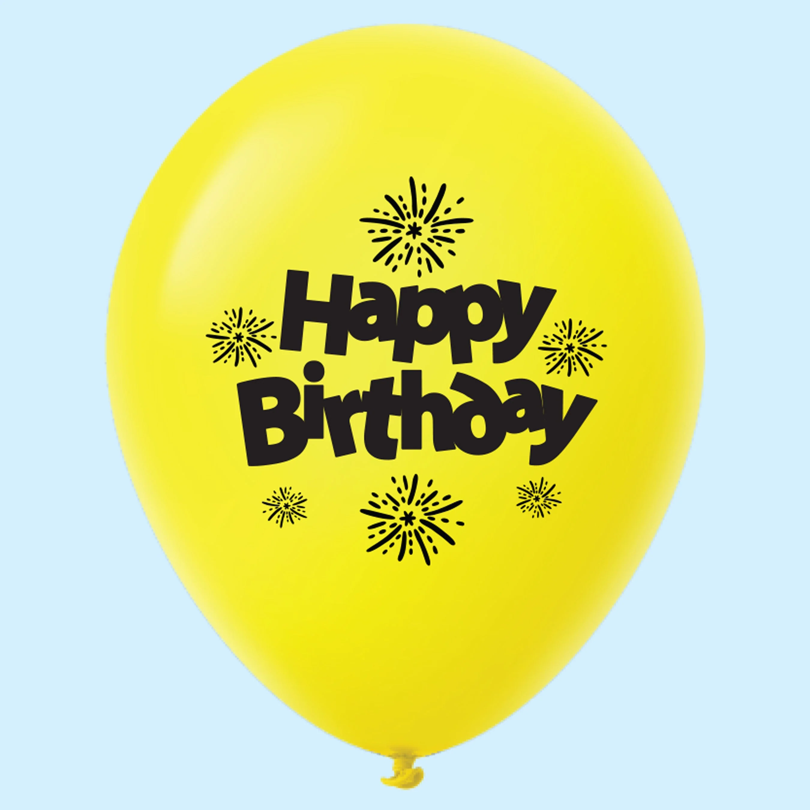 11" Happy Birthday Streamers Latex Balloons Yellow (25 Per Bag)