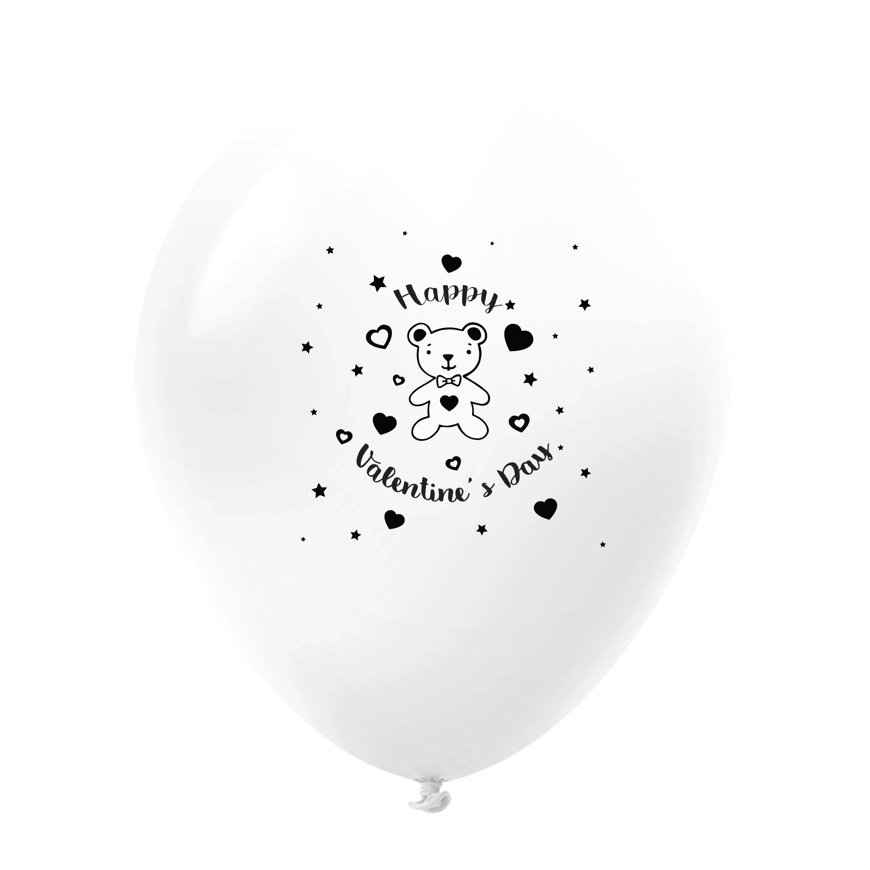 11" Happy Valentine's Day Bear Latex Balloons (25 Count) White