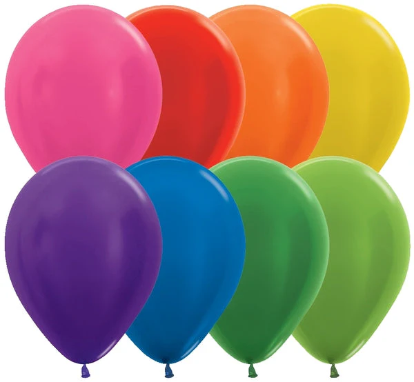11" Latex Balloons (100 Per Bag) Metallic/Pearl Assortment Sempertex/Betallatex