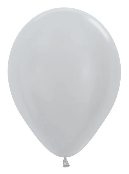 11" Latex Balloons (100 Per Bag) Metallic/Pearl Silver Sempertex/Betallatex
