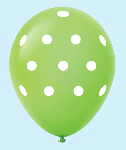 11" Polka Dots Latex Balloons (25 Count) Lime Green