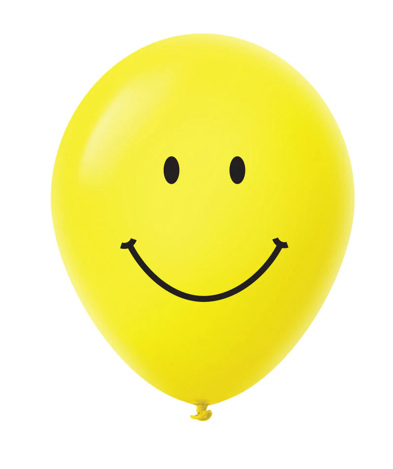 11" Smiley Face Latex Balloons (25 Count) Yellow