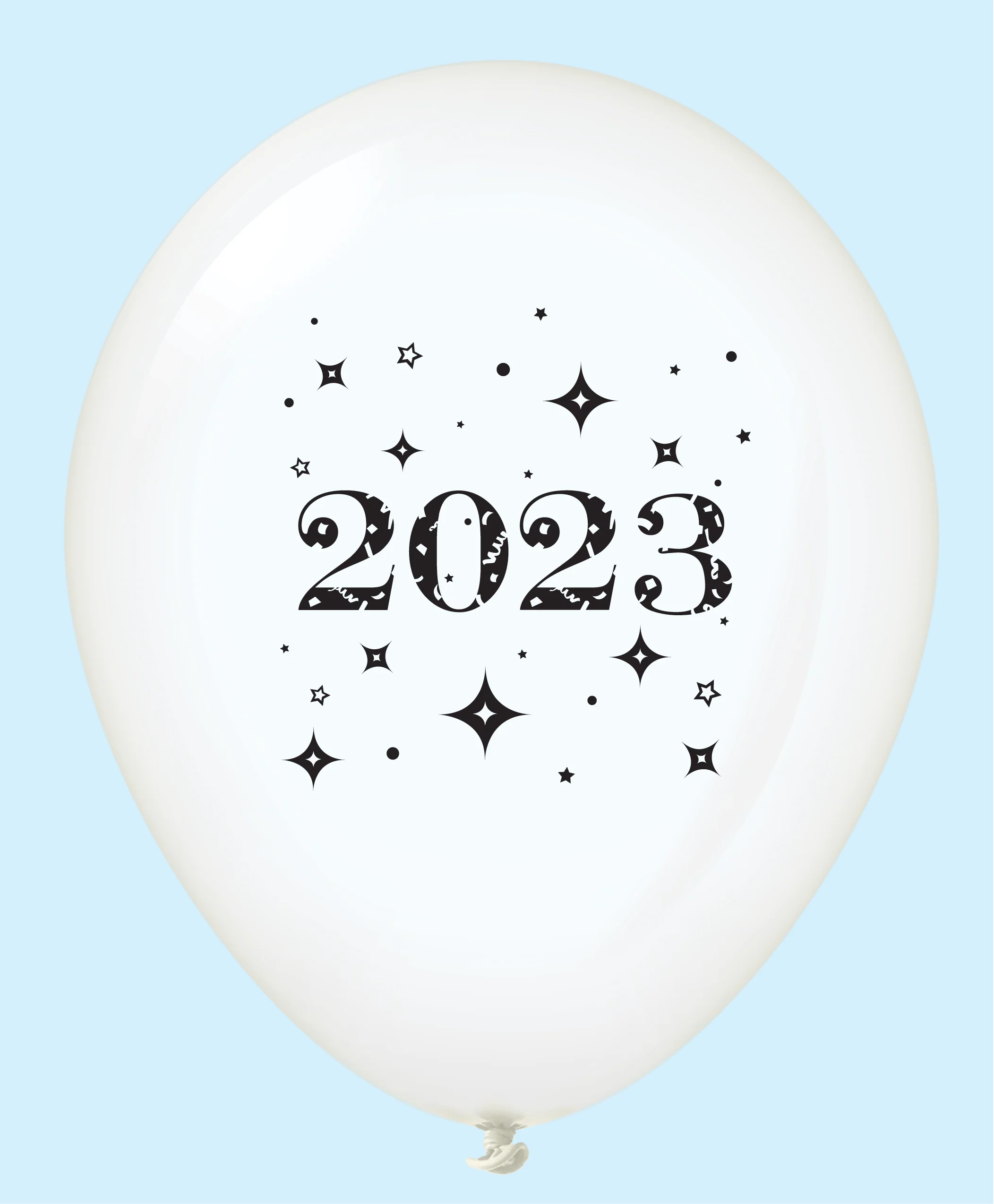11" Year 2023 Stars Latex Balloons Clear (25 Per Bag)