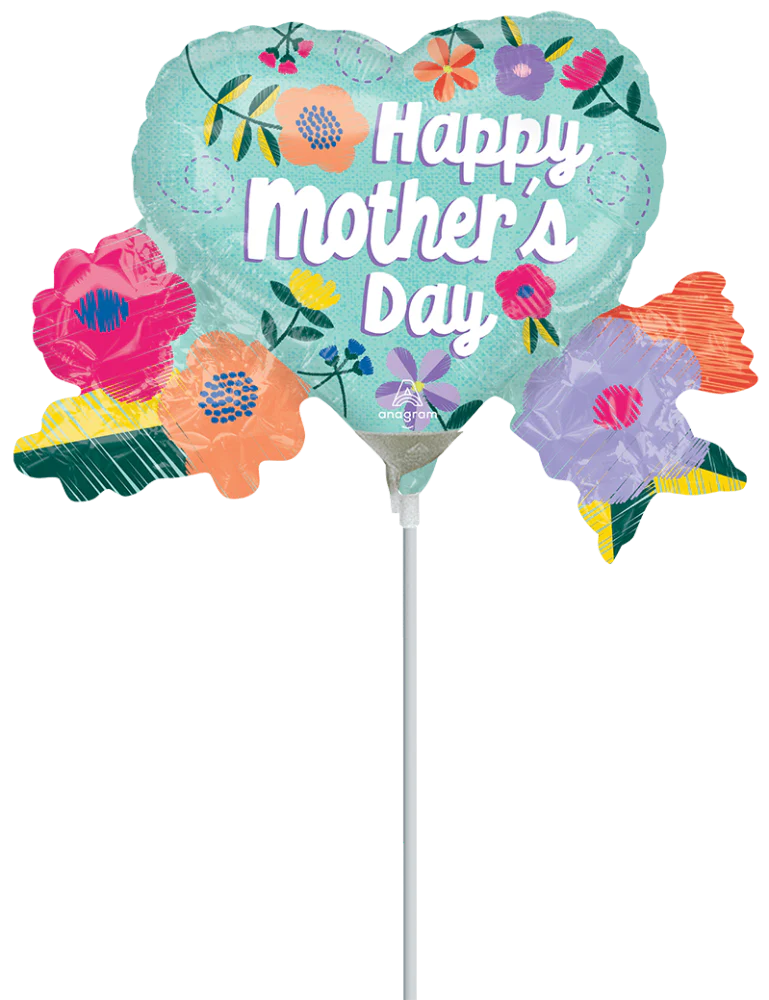 11" Airfill Only (Sticks Sold Separately) Mini Shape Happy Mother's Day Threaded Love Foil Balloon
