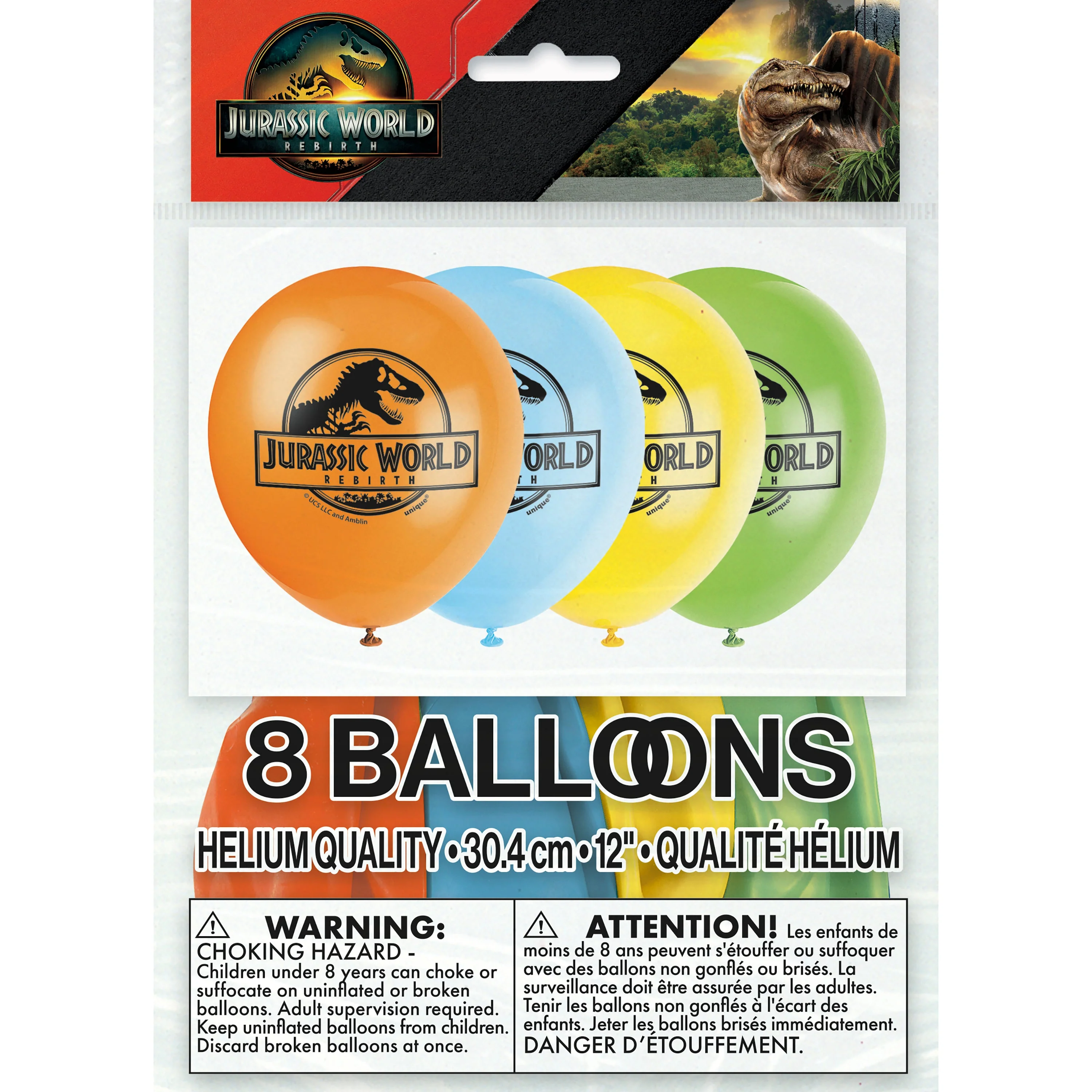 12" (8 Count) Jurassic World Multi Color Balloons 2 Sided - Image 2