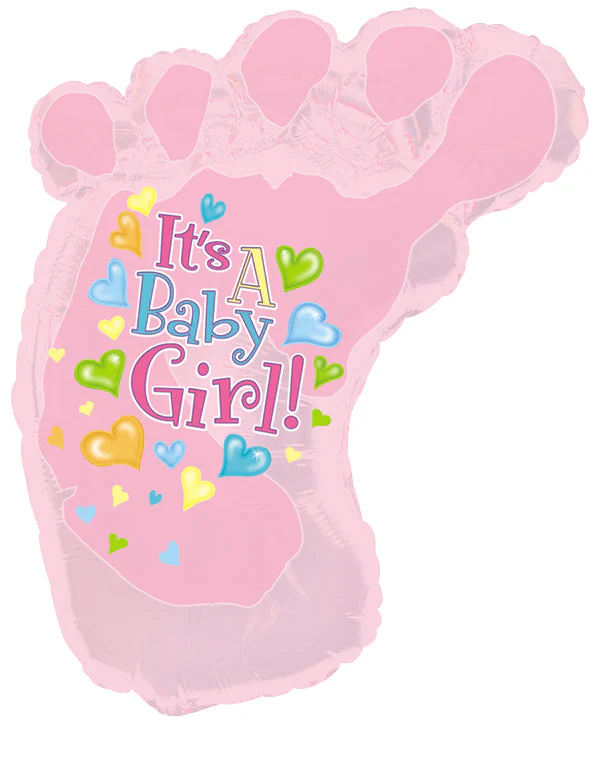 12" Airfill Only (Sticks Sold Separately) Baby Girl Foot Balloon