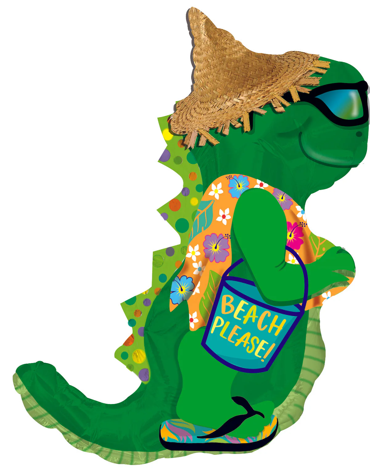 12" Airfill Only (Sticks Sold Separately) Beach Ready Dino Foil Balloon