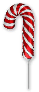 12" Airfill Only (Sticks Sold Separately) Candy Cane Holiday Christmas White/Red Mini Foil Balloon