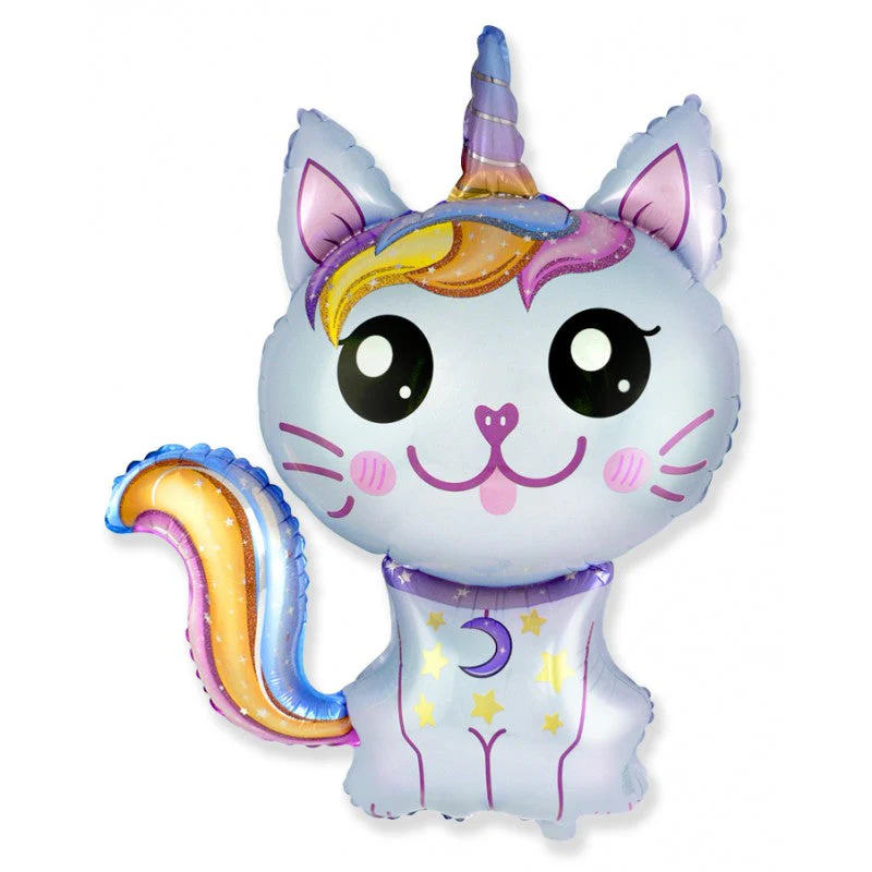 12" Airfill Only (Sticks Sold Separately) Caticorn Blue Foil Balloon