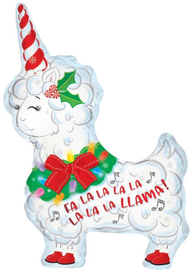 12" Airfill Only (Sticks Sold Separately) Christmas Unicorn Foil Balloon