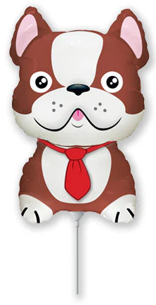 12" Airfill Only (Sticks Sold Separately) Foil Shaped Balloon French Bulldog Brown