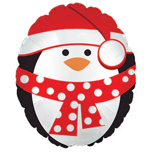12" Airfill Only (Sticks Sold Separately) Holiday Penguin Foil Balloon