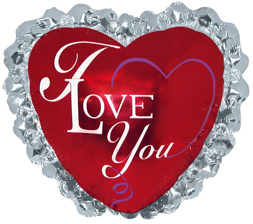 12" Airfill Only (Sticks Sold Separately) Love You Ruffle Foil Balloon