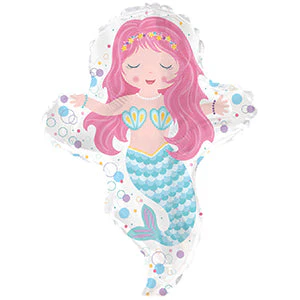 12" Airfill Only (Sticks Sold Separately) Mermaid Girl Mini-Shape Foil Balloon