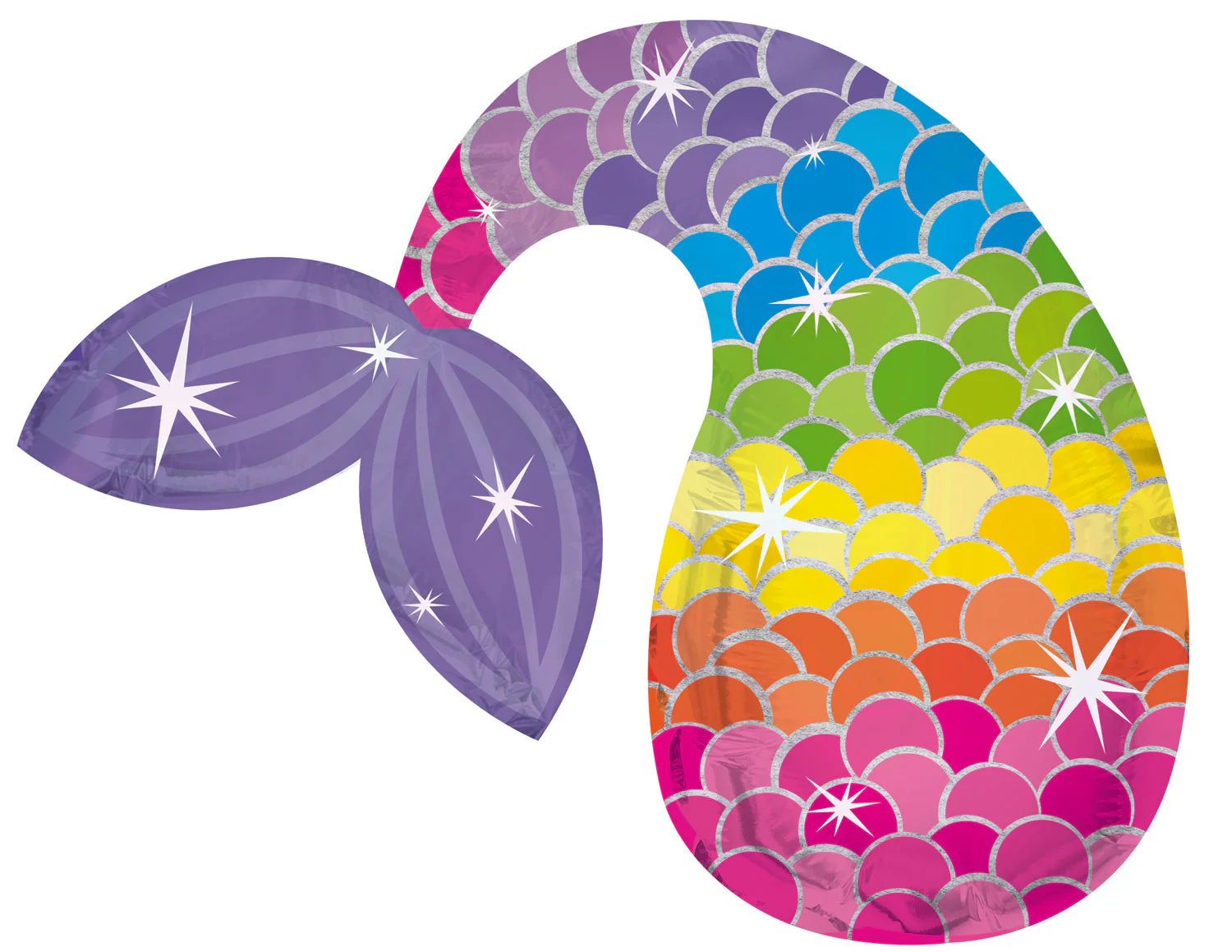 12" Airfill Only (Sticks Sold Separately) Mermaid Tail Sparkle Foil Balloon