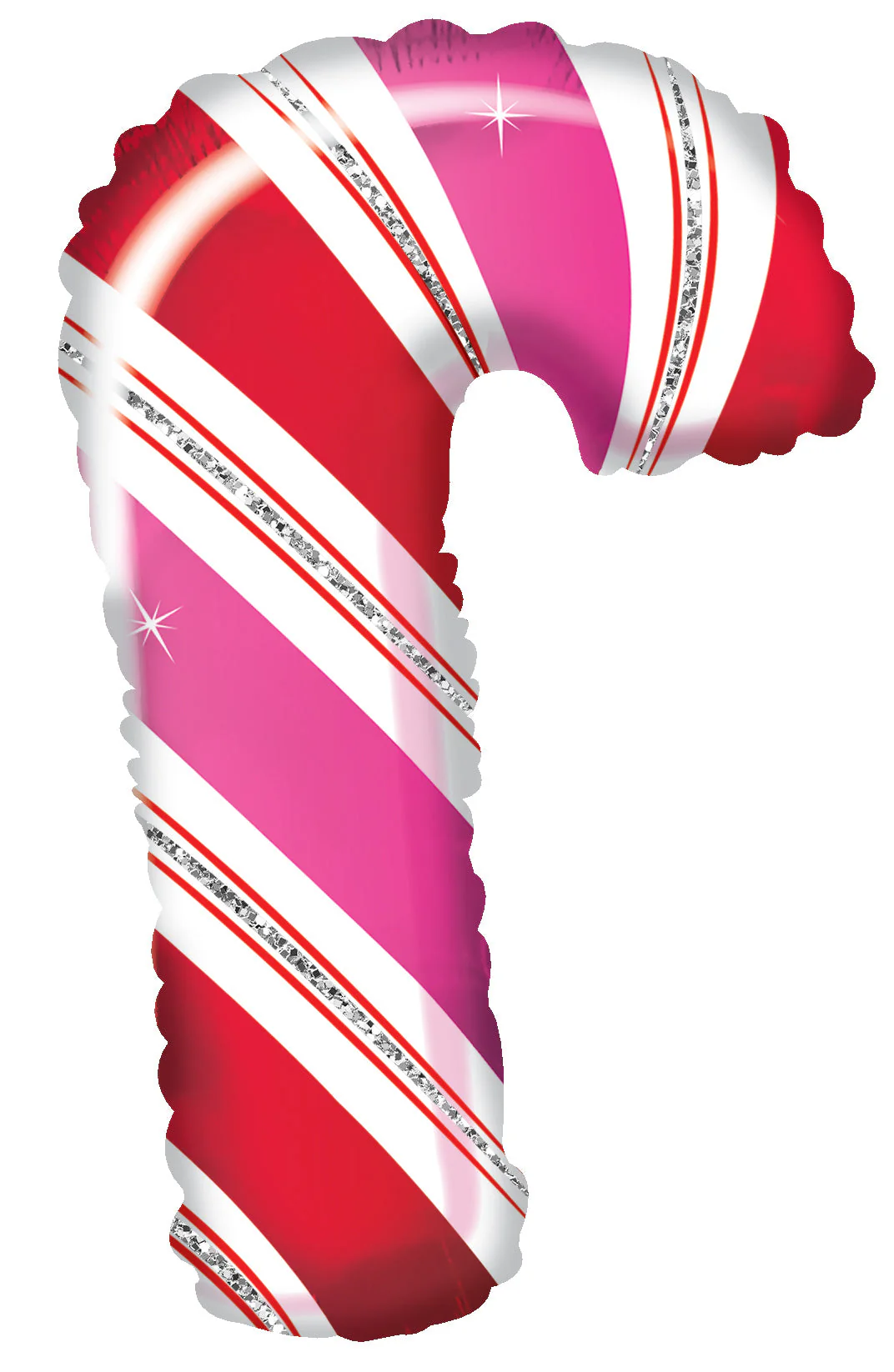 12" Airfill Only (Sticks Sold Separately) Pink & Red Candy Cane Foil Balloon
