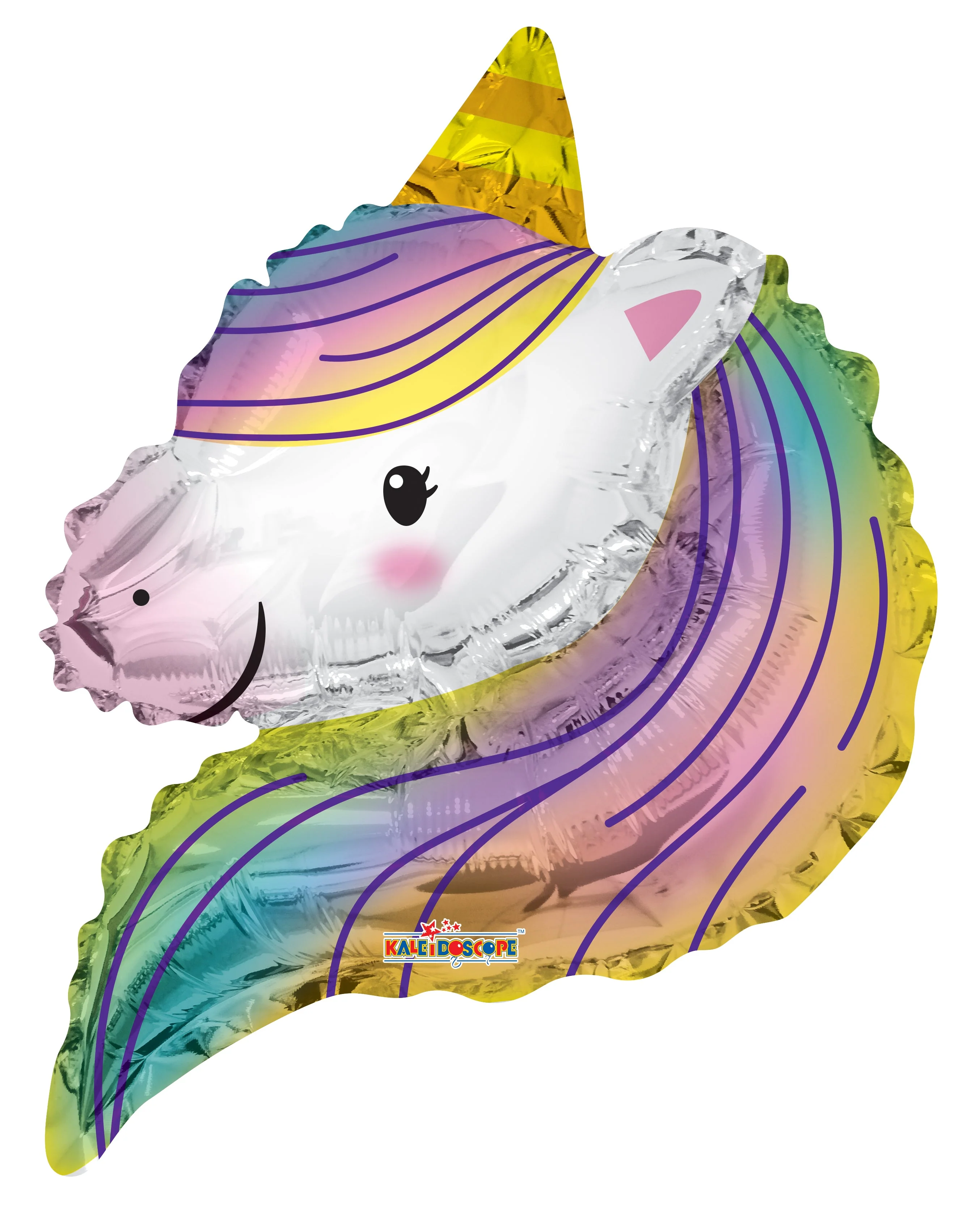 12" Airfill Only (Sticks Sold Separately) Unicorn Rainbow Shape Foil Balloon