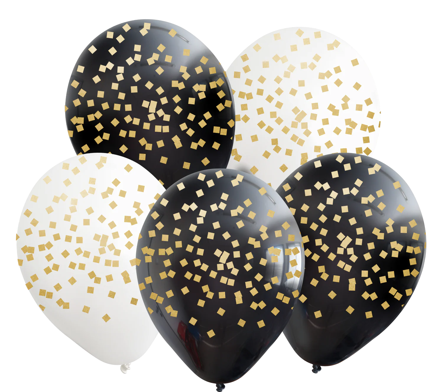 12" Assorted Confetti All Around Latex Balloons (25 Per Bag) 5 Side Print