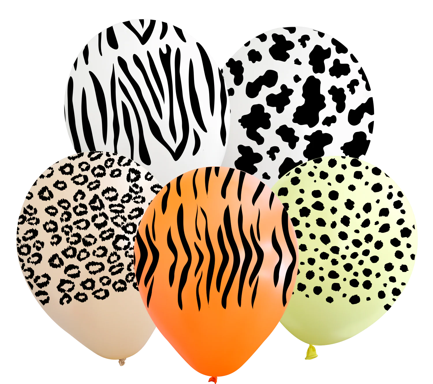 12" Assorted Safari All Around Latex Balloons (25 Per Bag) 5 Side Print