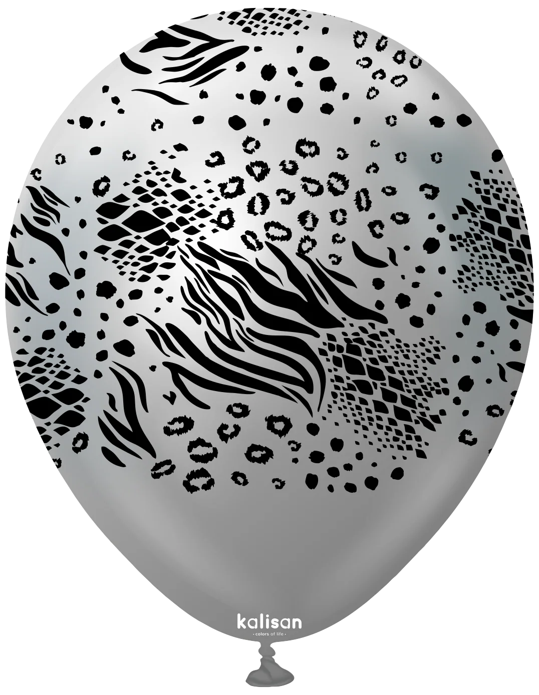 12" Balloons Printed Mutant Safari Mirror Silver Kalisan (25 Per Bag)