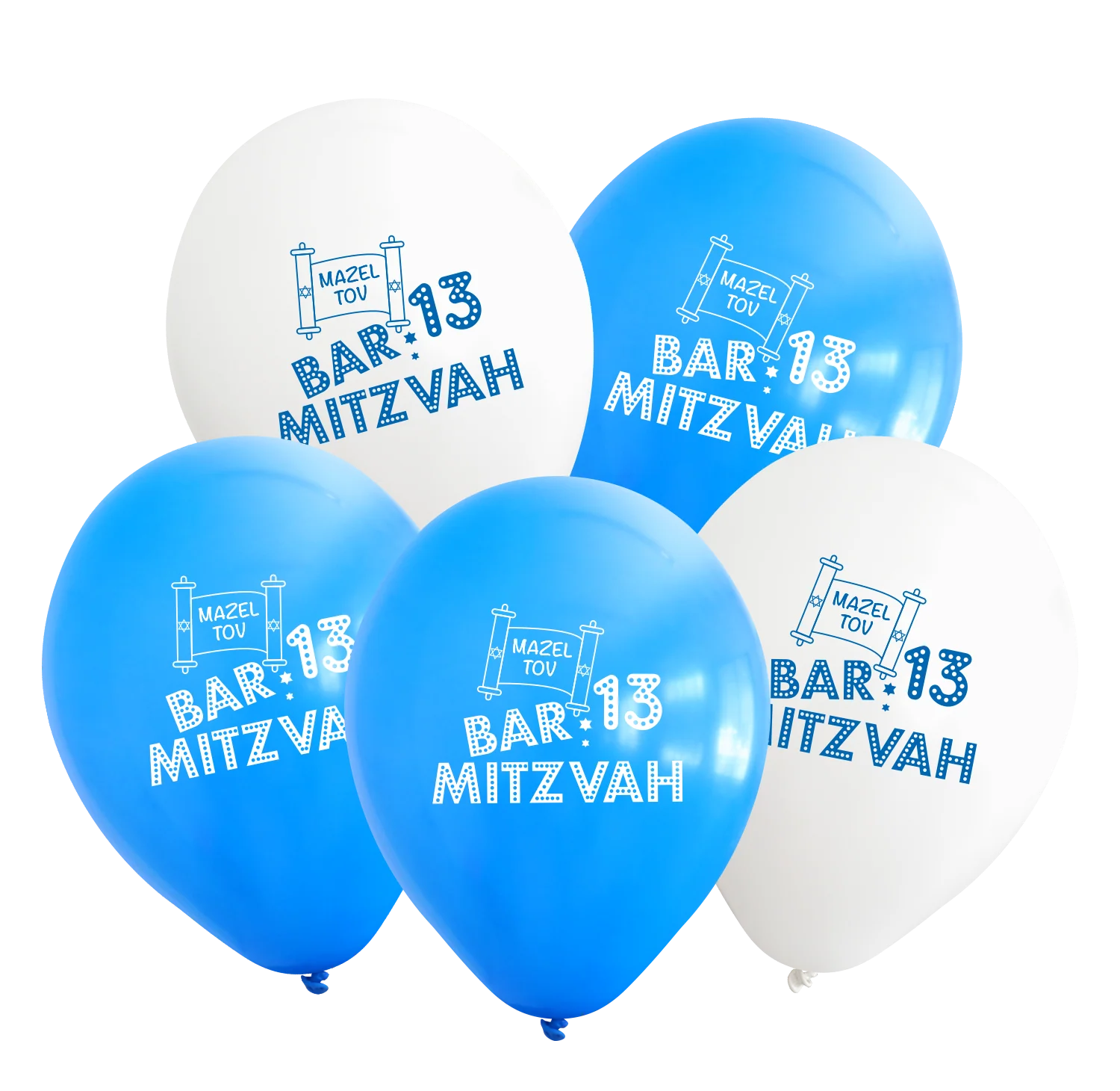 12" Bar Mitzvah Printed Assorted Standard Kalisan Latex Balloons (25 Per Bag)