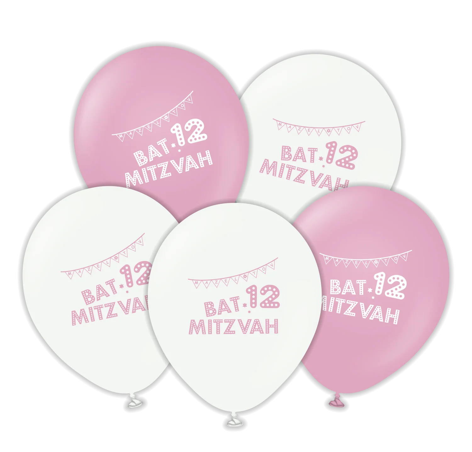 12" Bat Mitzvah Printed Assorted Standard Kalisan Latex Balloons (25 Per Bag)