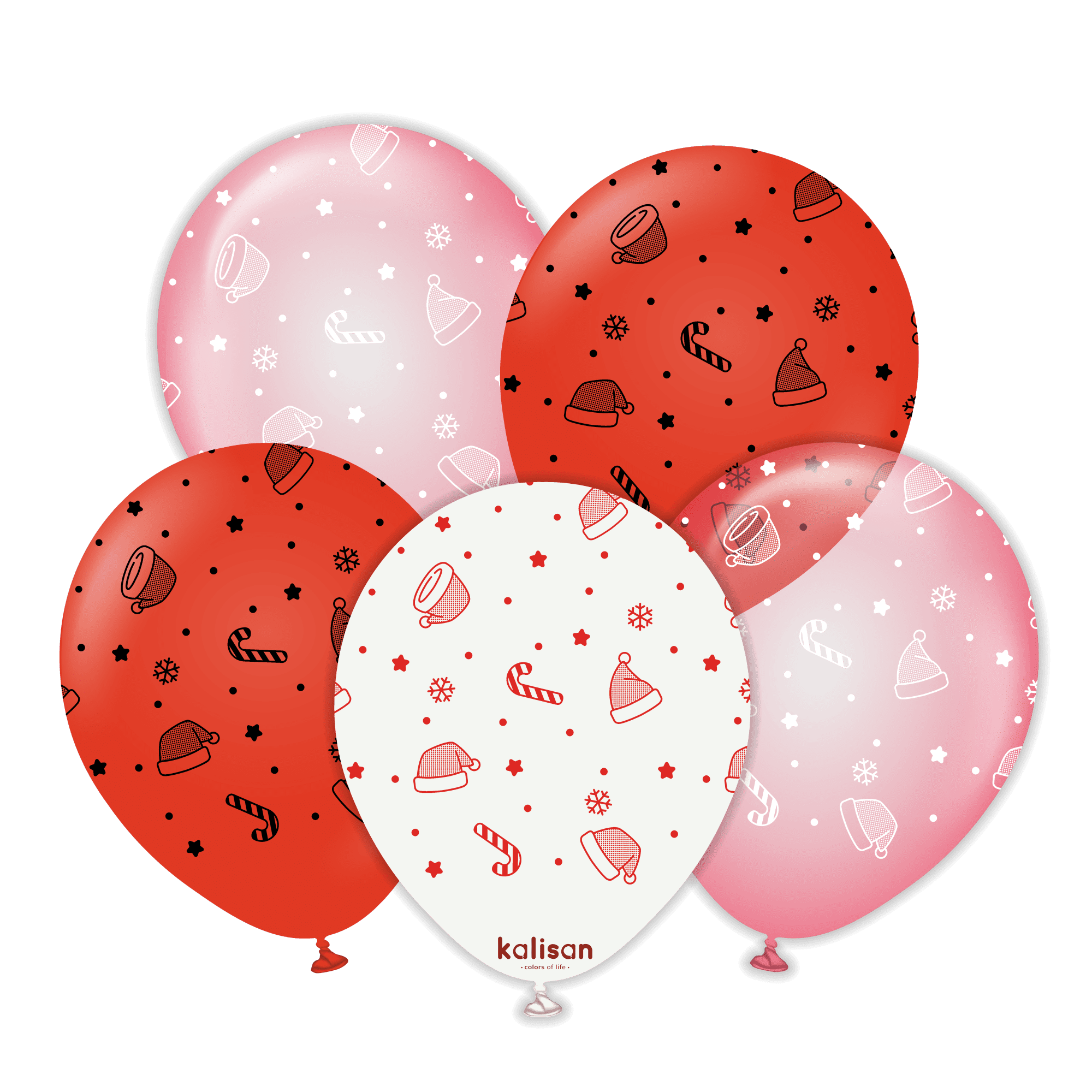 12" Candy Cane Pattern Kalisan Printed Latex Balloons (25 Per Bag)