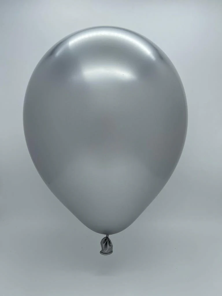 12" CTI PartyLoon Brand Latex Balloons (100 Per Bag) Metallic Silver - Image 2