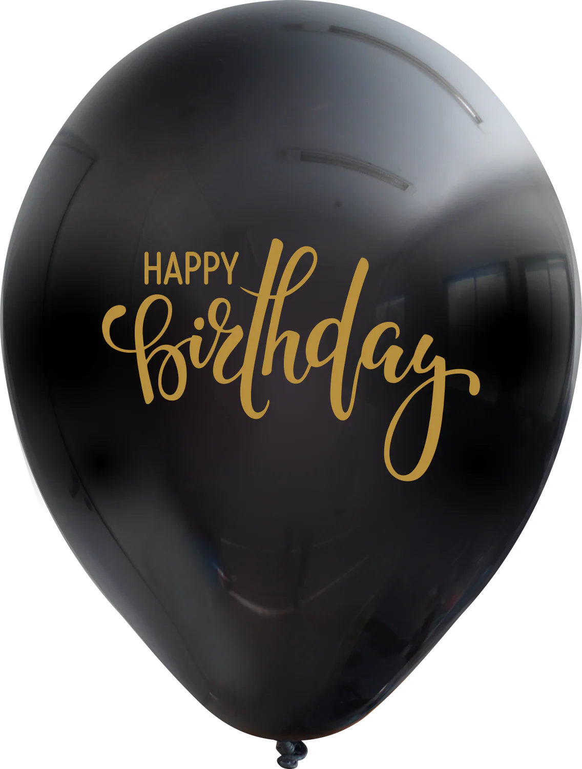 12" Happy Birthday Black Balloon Gold Print Latex Balloons (25 Per Bag) 2 Side Print