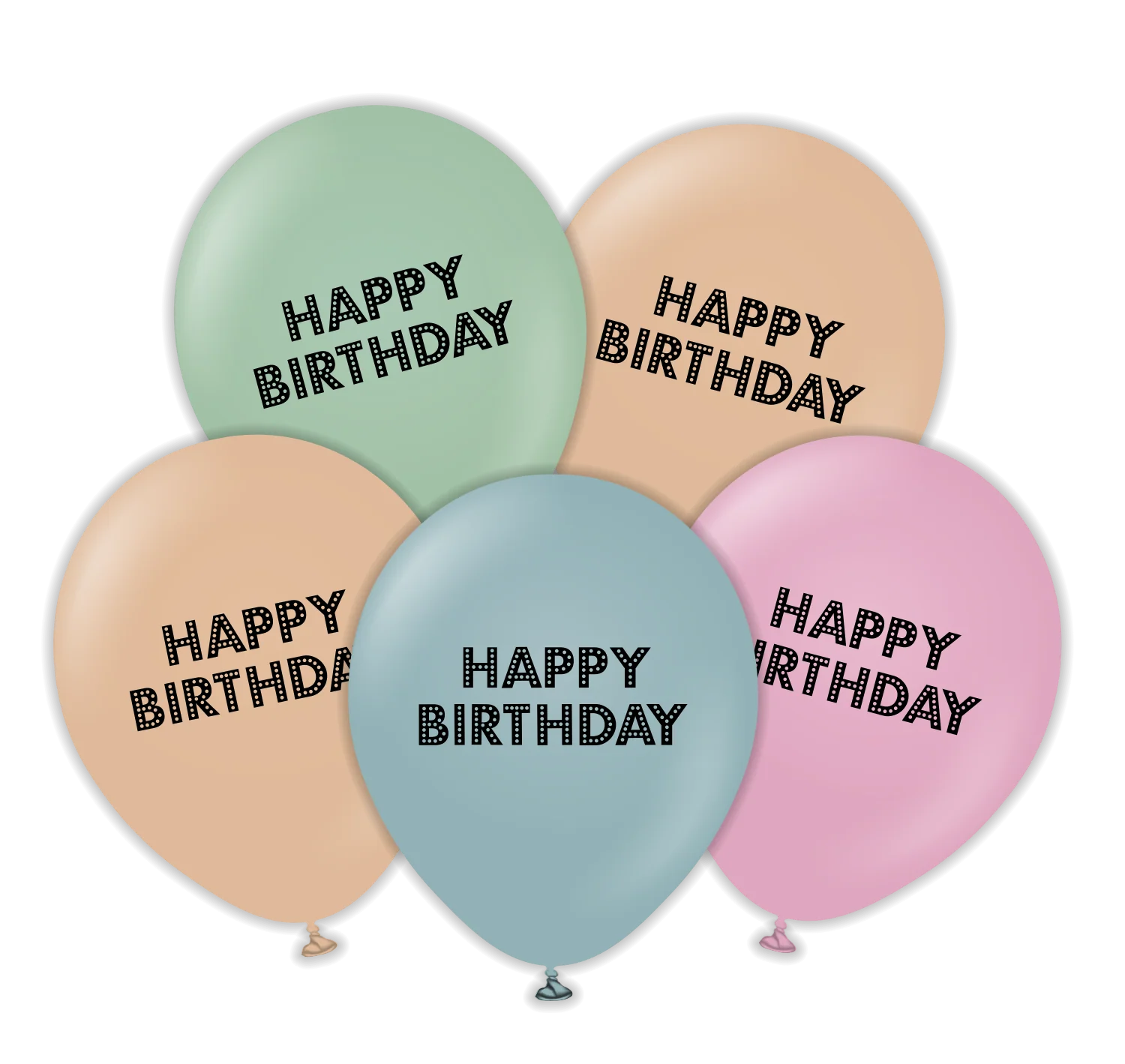 12" Happy Birthday Printed Assorted Retro Kalisan Latex Balloons (25 Per Bag)
