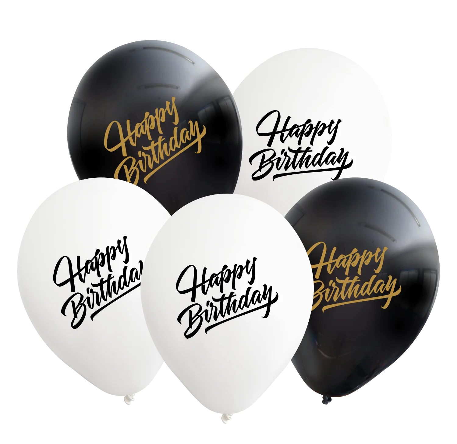 12" Happy Birthday Printed Assorted Standard Kalisan Latex Balloons (25 Per Bag)
