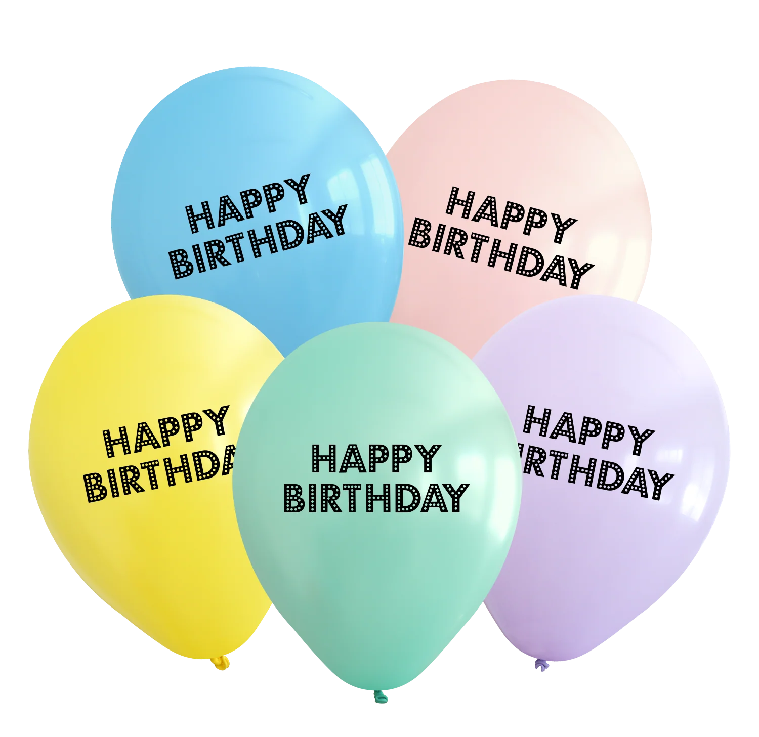 12" Happy Birthday Printed Assorted Standard Kalisan Latex Balloons (25 Per Bag)