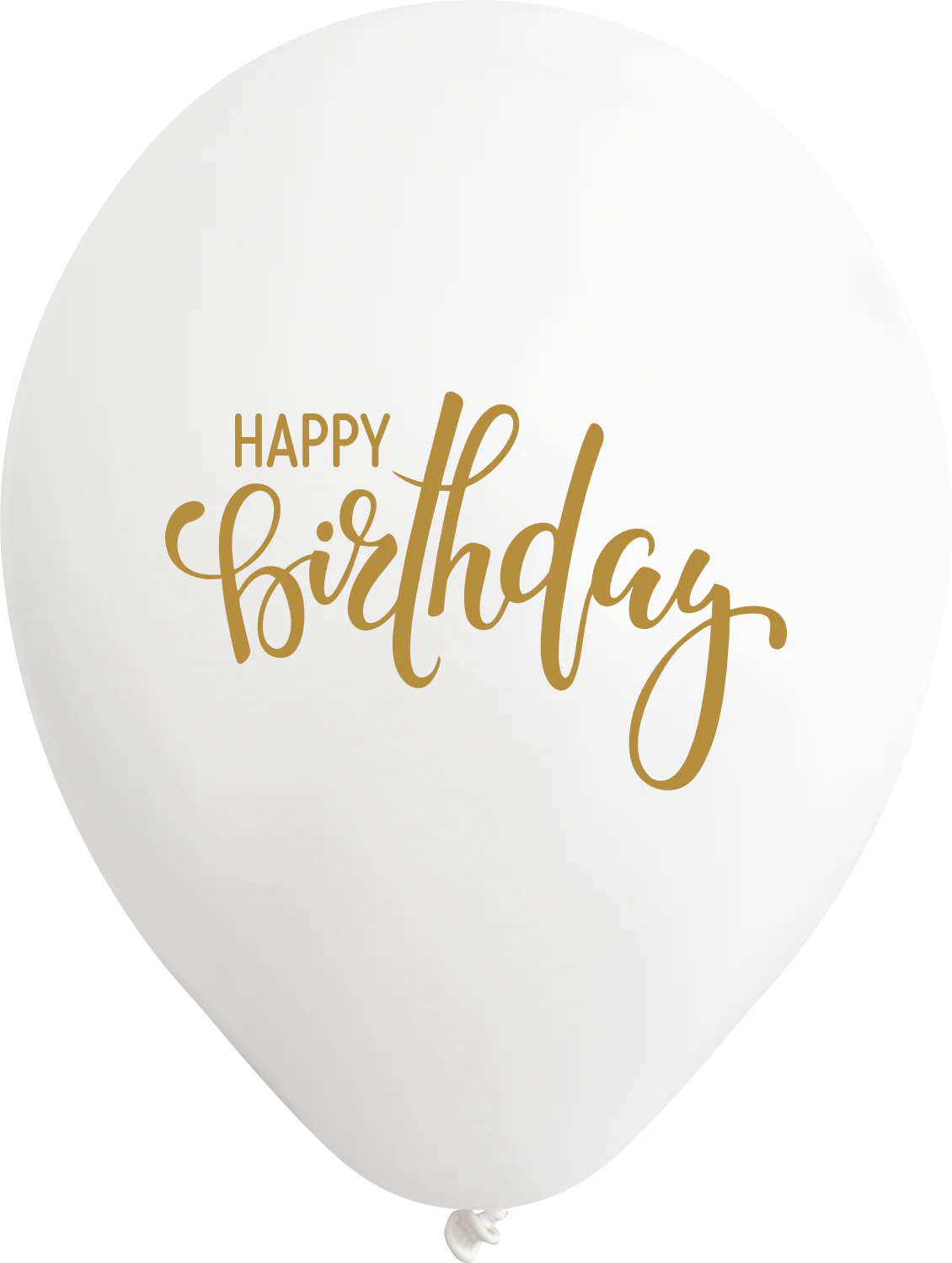 12" Happy Birthday White Balloon Gold Print Latex Balloons (25 Per Bag) 2 Side Print
