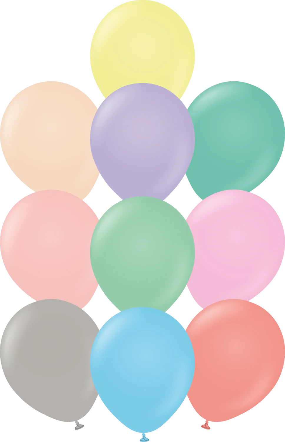 12" Kalisan Latex Balloons Standard Pastel Assortment (50 Per Bag)