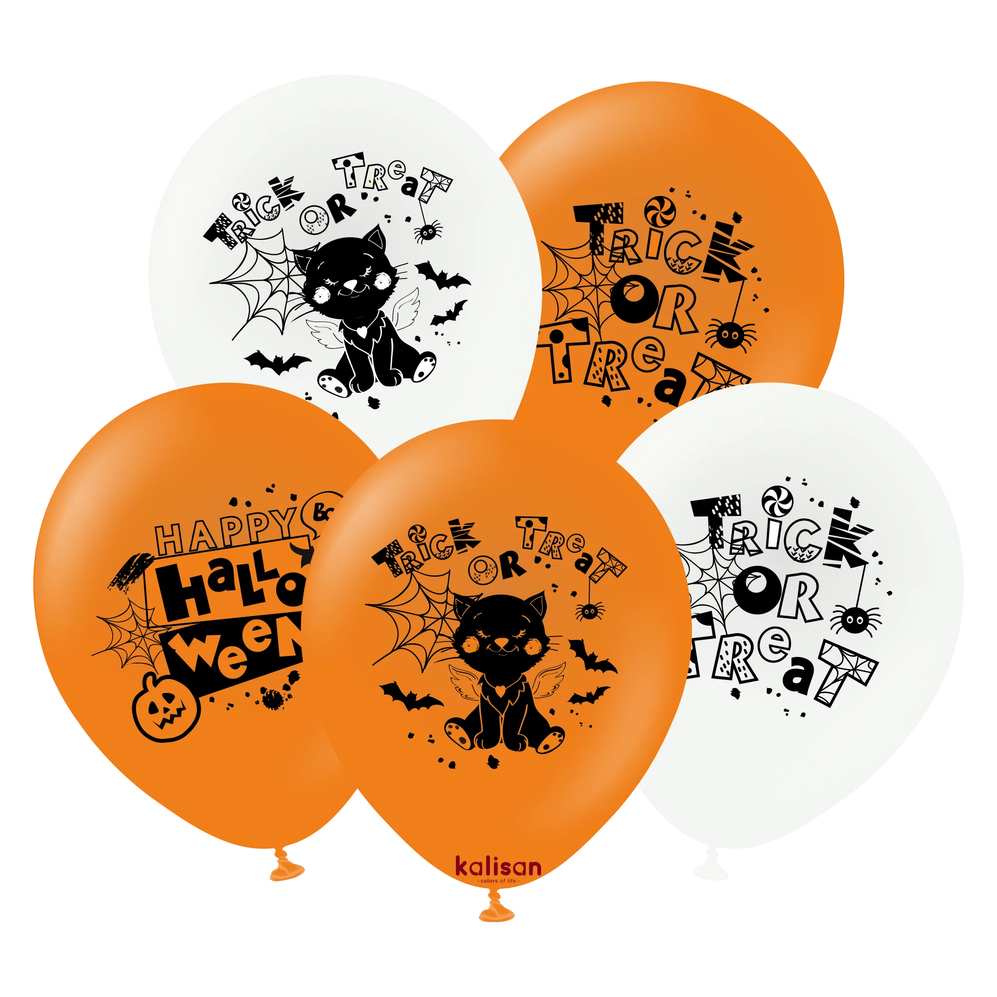 12" Kalisan Print Halloween Trick Or Treat Latex Balloons (25 Per Bag)