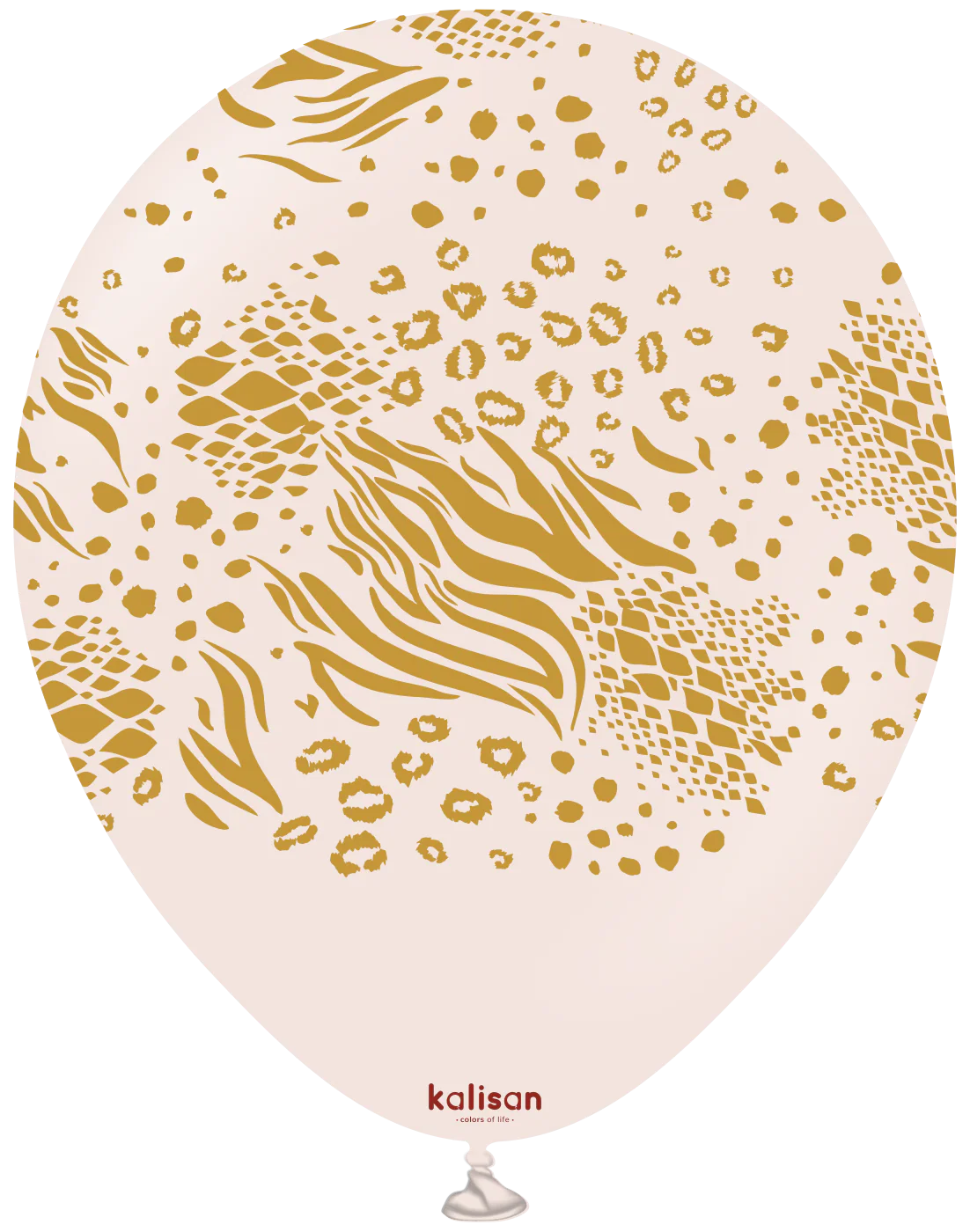 12" Kalisan Safari Mutant Pink Blush (Printed Gold-(25 Per Bag) Latex Balloons