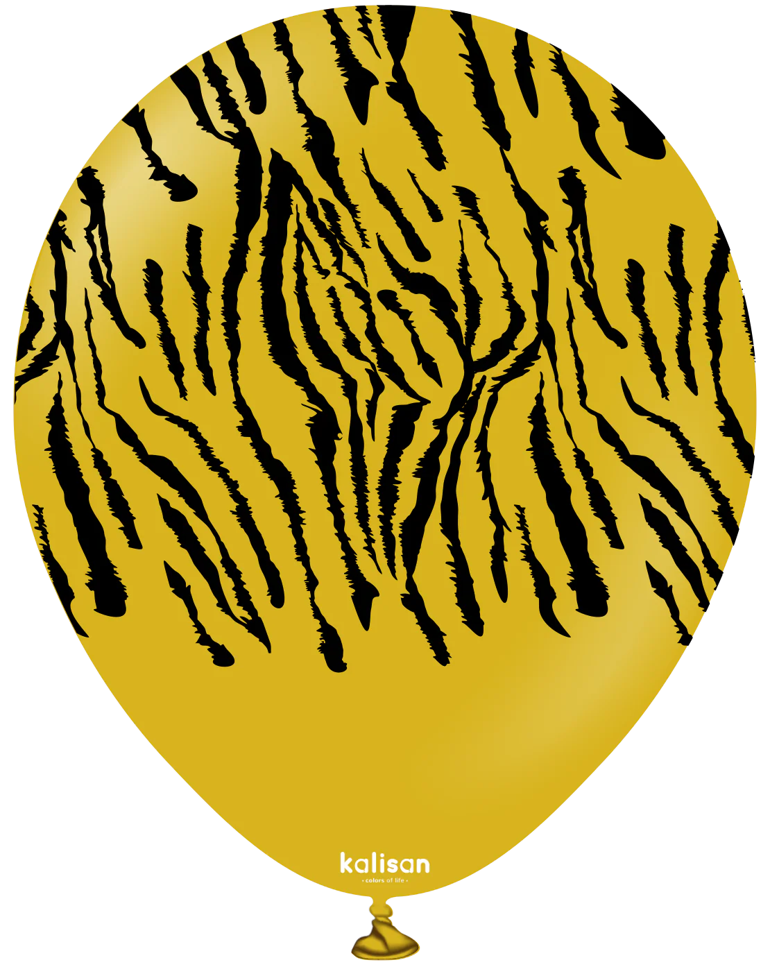 12" Kalisan Safari Tiger Mustard (Printed Black-(25 Per Bag) Latex Balloons