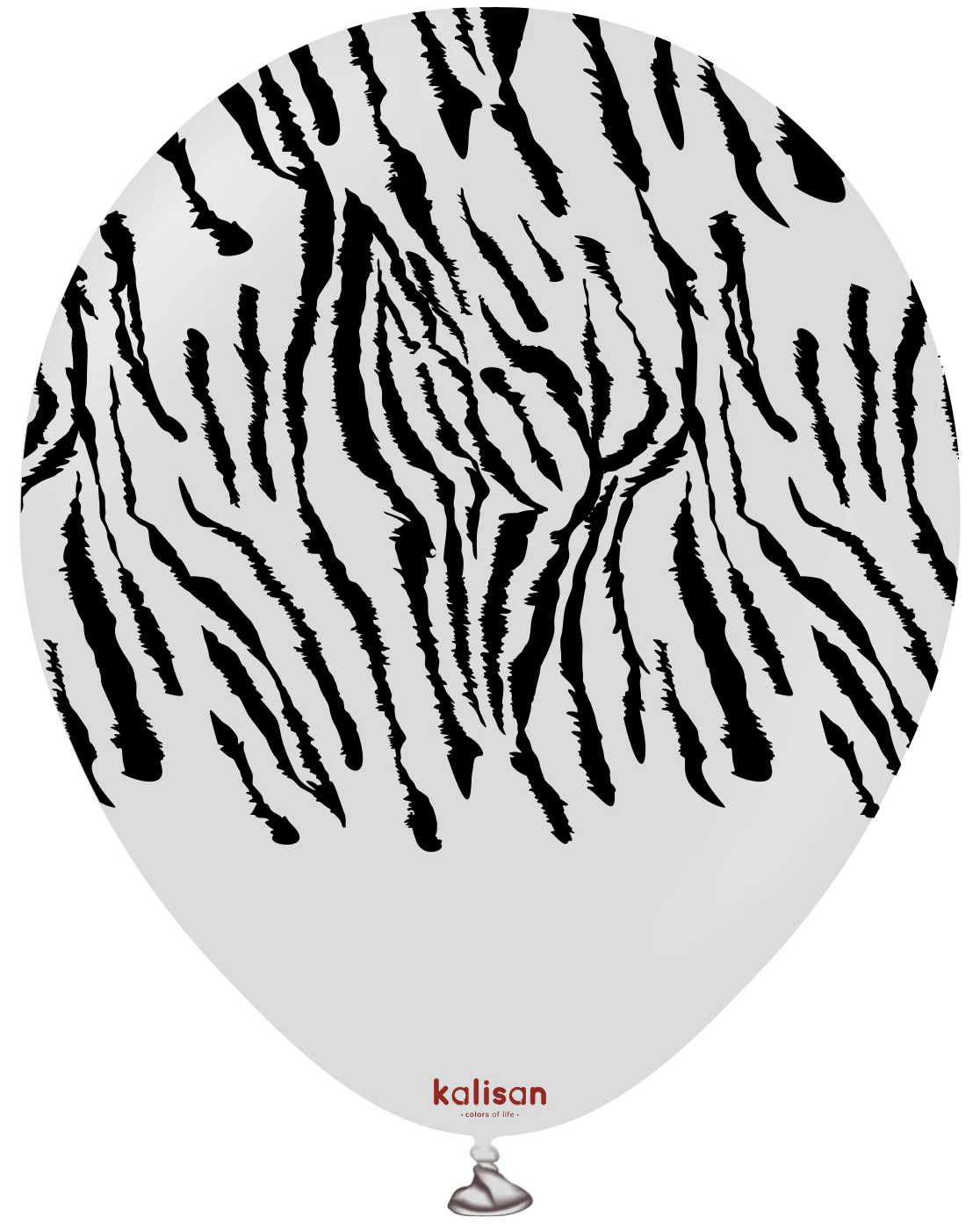 12" Kalisan Safari Tiger Smoke (Printed Black-(25 Per Bag) Latex Balloons