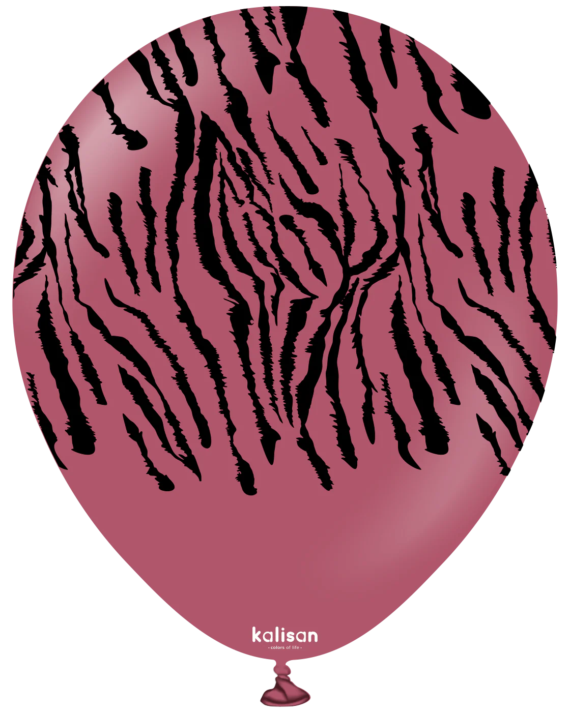 12" Kalisan Safari Tiger Wild Berry (Printed Black-(25 Per Bag) Latex Balloons